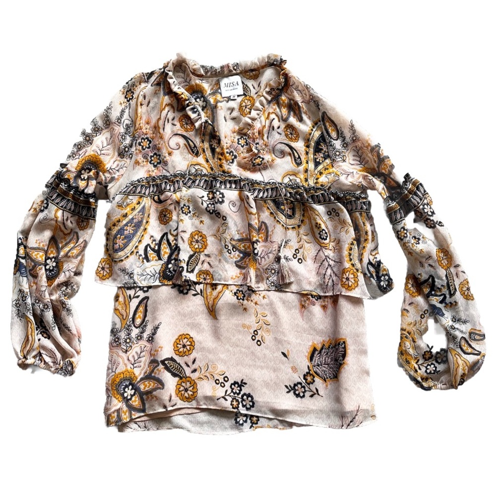 MISA LOS ANGELES FLORAL BOHO TOP SIZE MEDIUM FEMININE DAINTY CHIC FESTIVAL